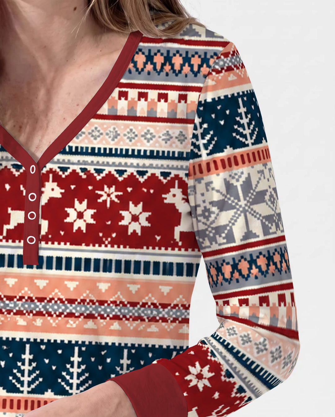 Scandinavian Reindeer Winter Knit Bamboo Women Pajama Set
