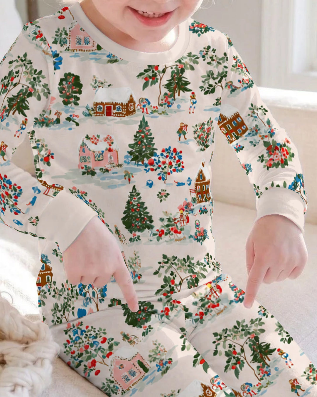 Gingerbread Christmas Village Bamboo Two Piece Long Sleeve Pajama Set