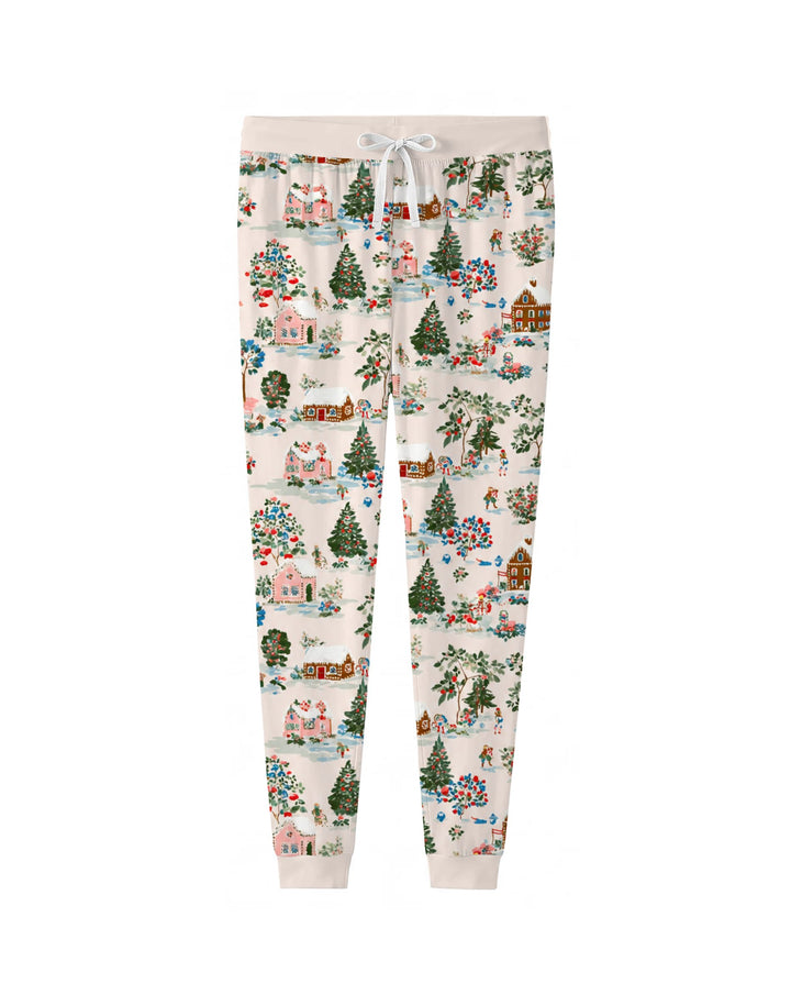 Gingerbread Christmas Village Bamboo Women Pajama Set