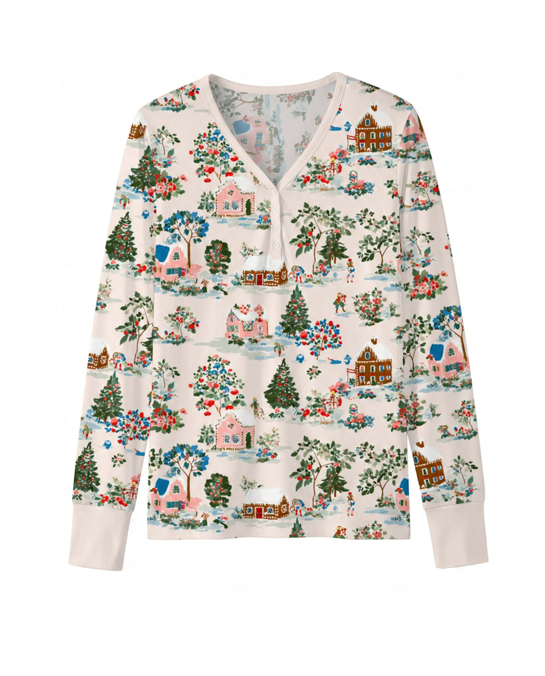 Gingerbread Christmas Village Bamboo Women Pajama Set