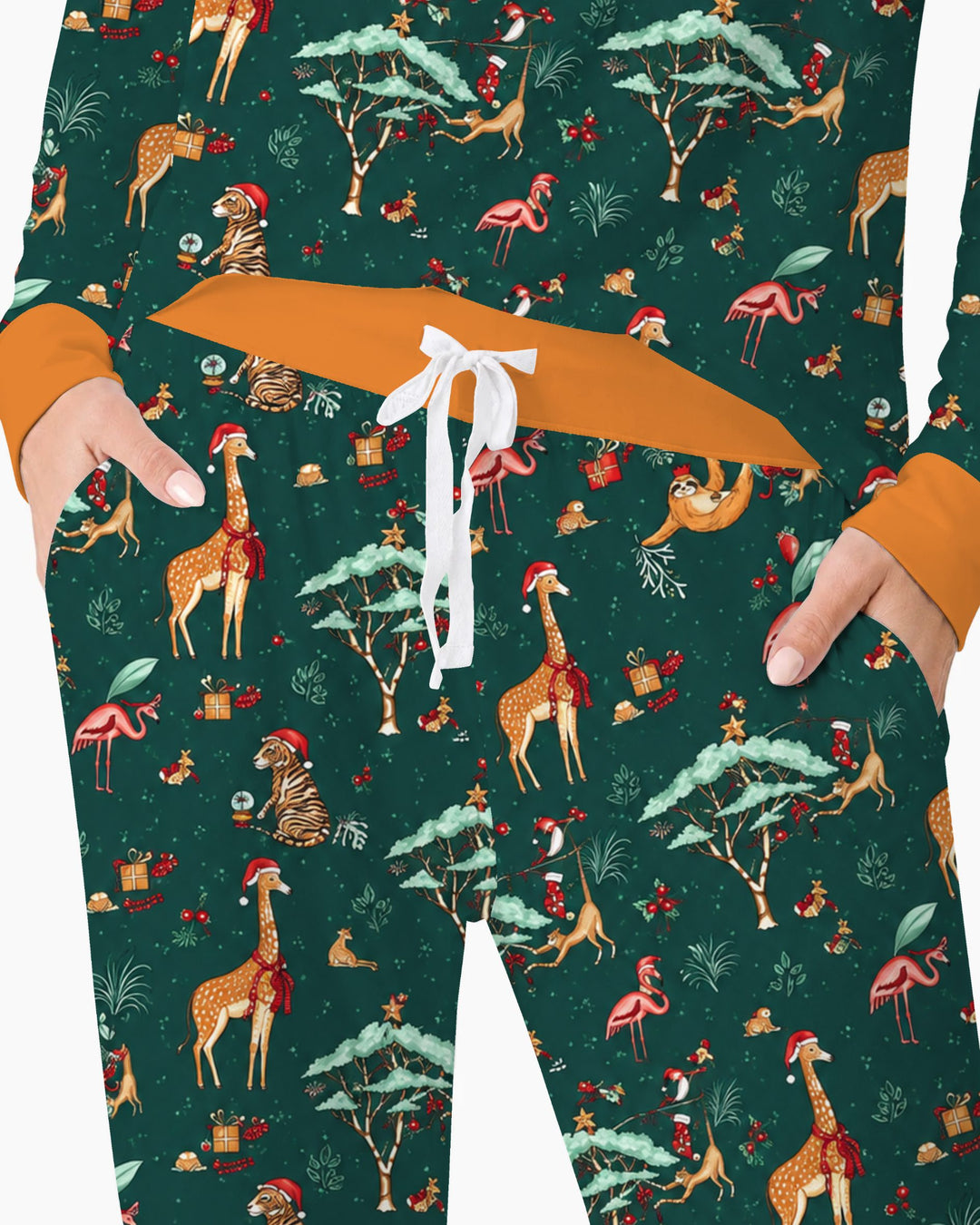 Whimsical Christmas Safari Animals Bamboo Women Pajama Set