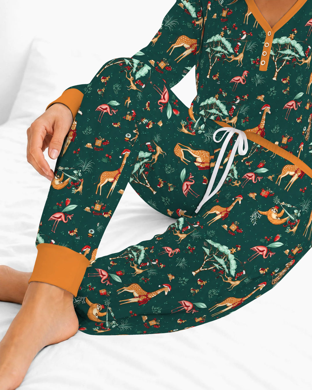 Whimsical Christmas Safari Animals Bamboo Women Pajama Set