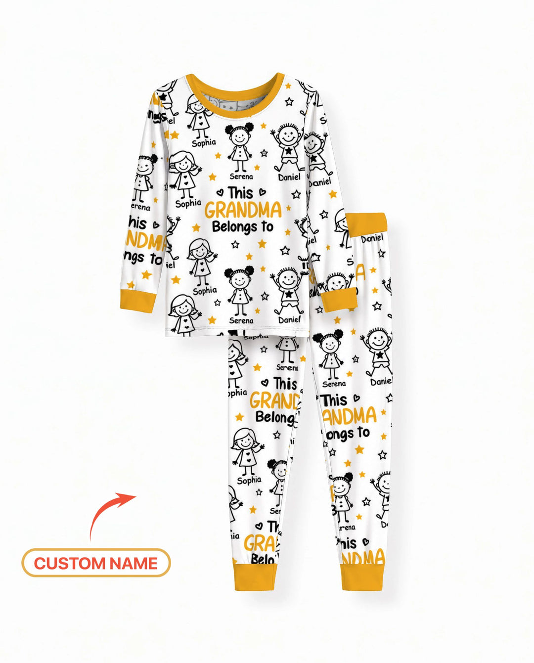 Custom Name This Grandma Belongs To Grandkids Bamboo Two Piece Long Sleeve Pajama Set