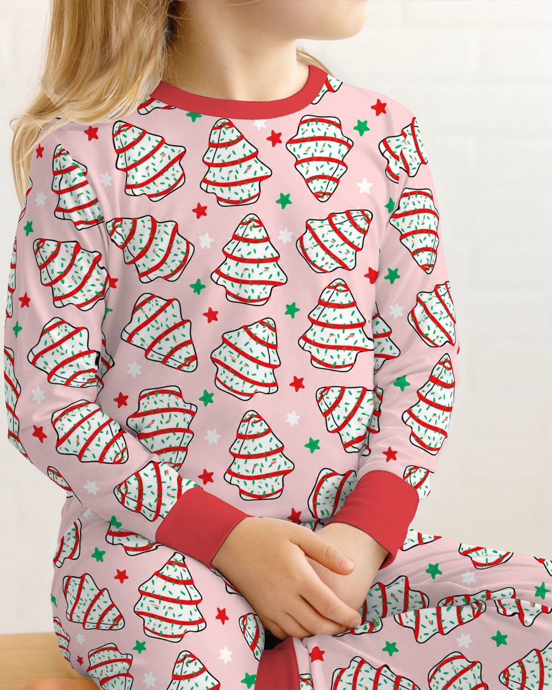 Retro Christmas Tree Sugar Cookies Bamboo Two Piece Long Sleeve Pajama Set