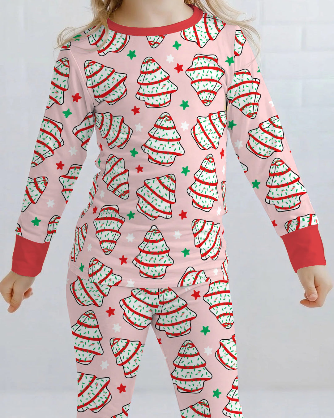 Retro Christmas Tree Sugar Cookies Bamboo Two Piece Long Sleeve Pajama Set