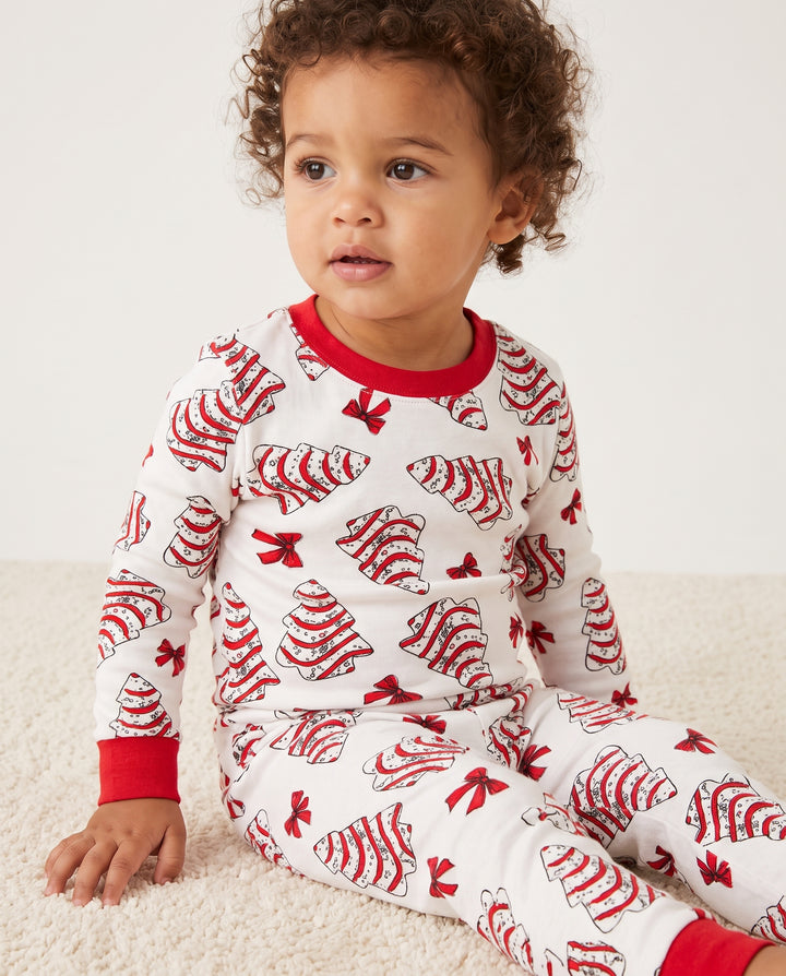 Christmas Tree Sugar Cookies with Red Bows Bamboo Two Piece Long Sleeve Pajama Set