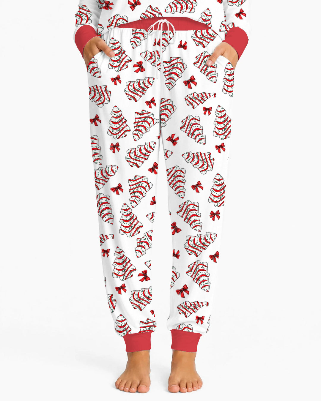 Christmas Tree Sugar Cookies with Red Bows Bamboo Women Pajama Set