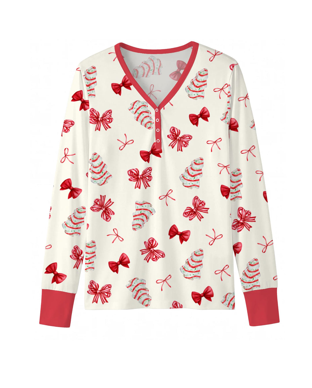 Christmas Sugar Cookies and Ribbon Bows Bamboo Women Pajama Set