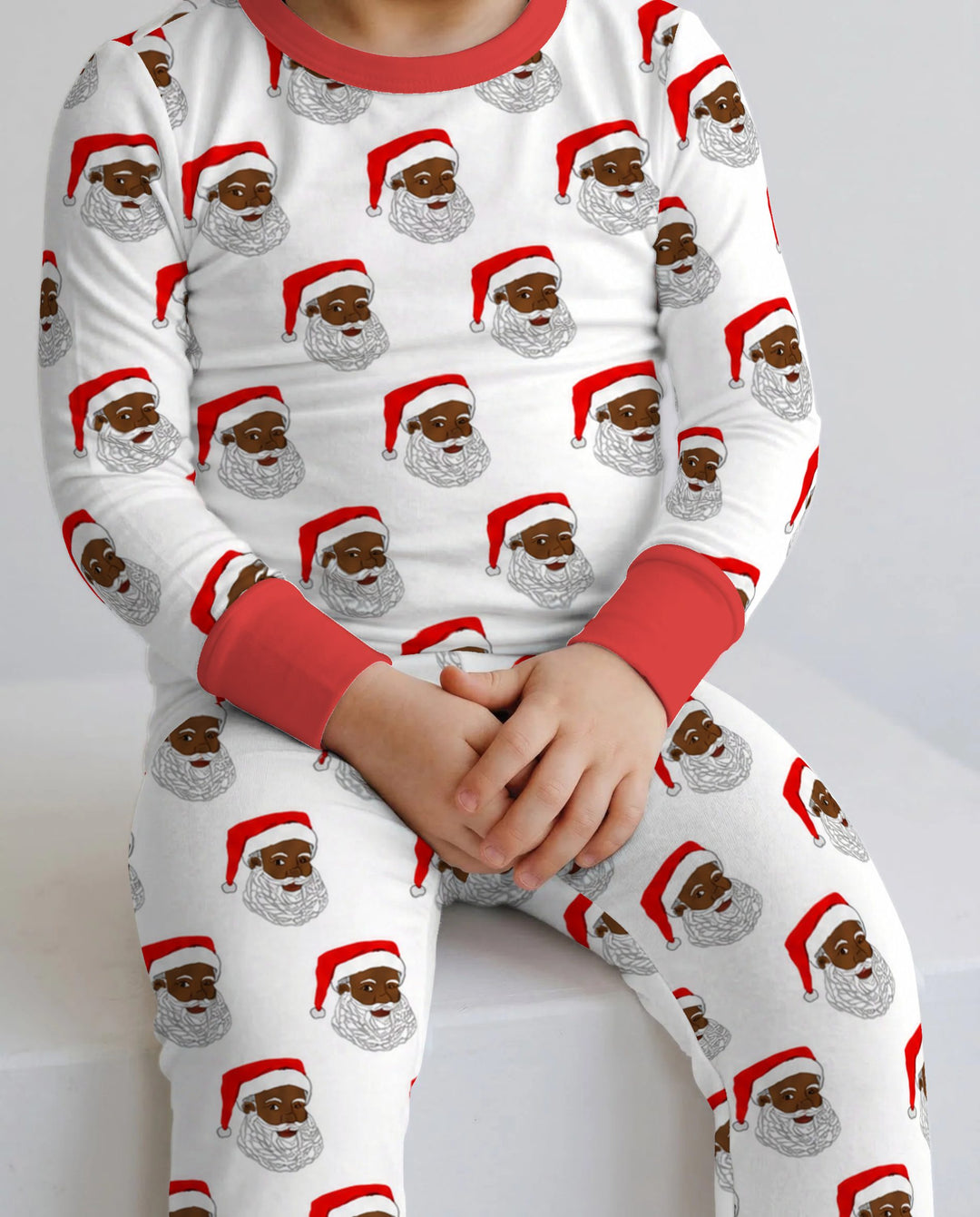 Black Santa Claus Christmas Bamboo Two Piece Long Sleeve Pajama Set