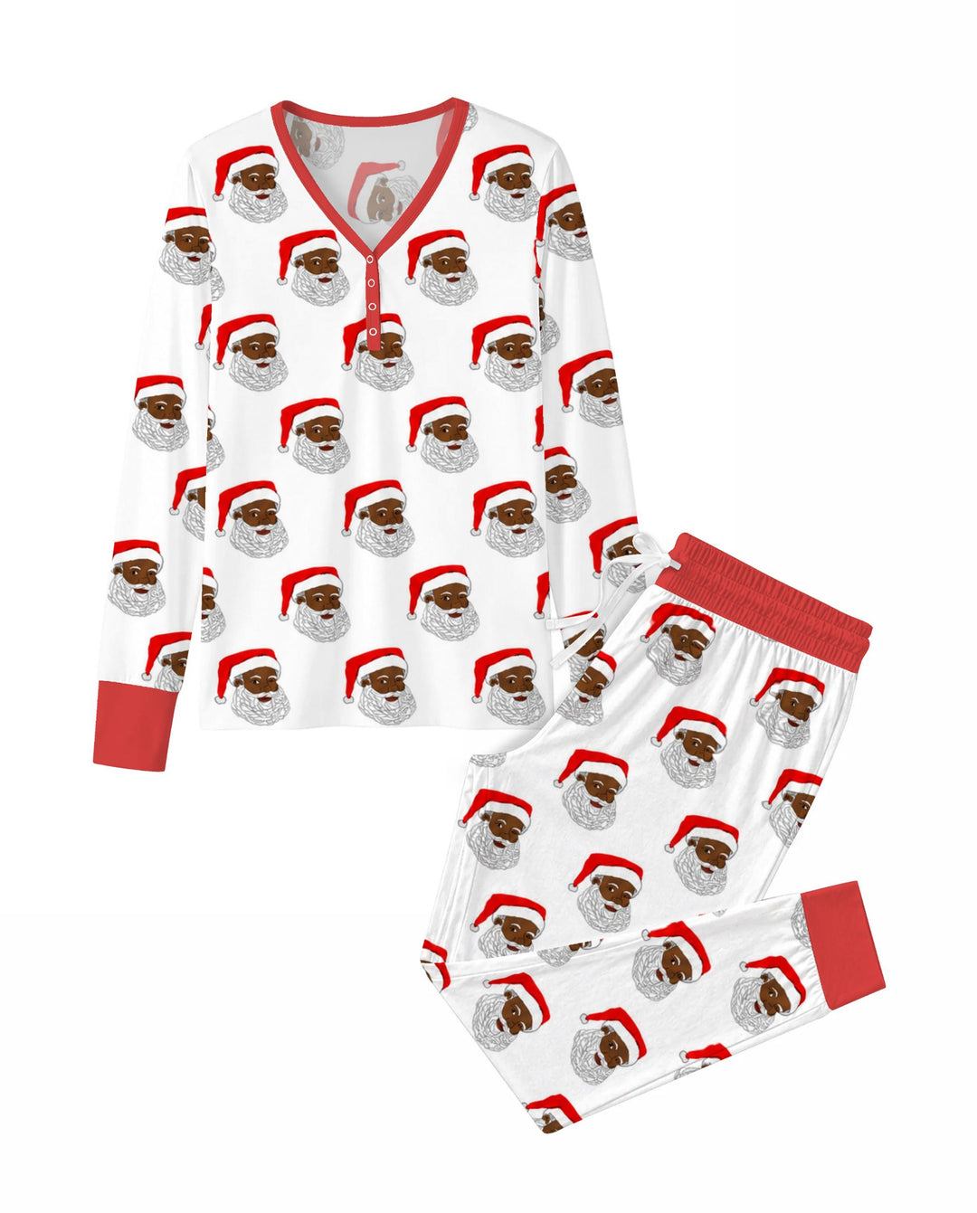 Black Santa Claus Christmas Bamboo Women Pajama Set