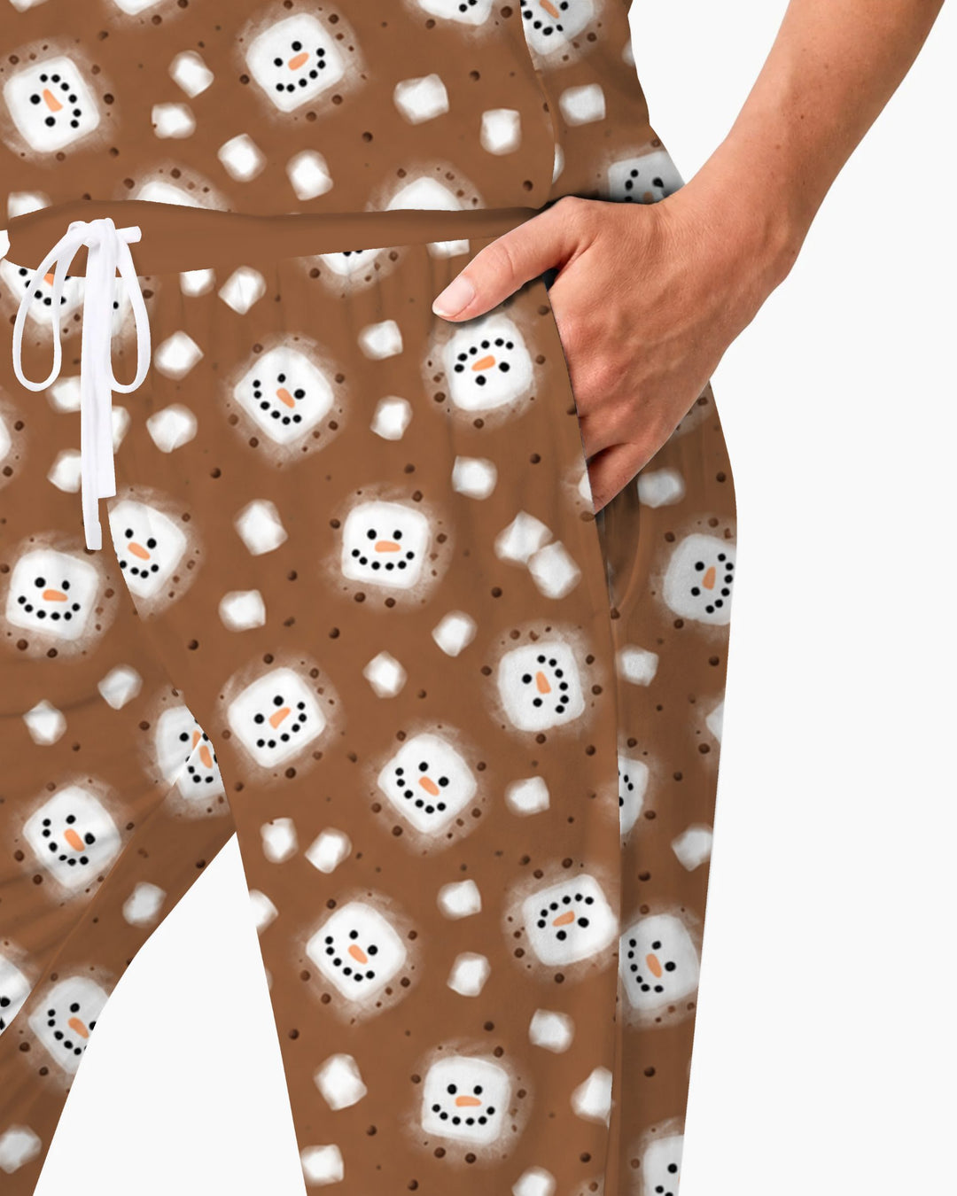 Hot Cocoa Marshmallow Snowman Bamboo Women Pajama Set
