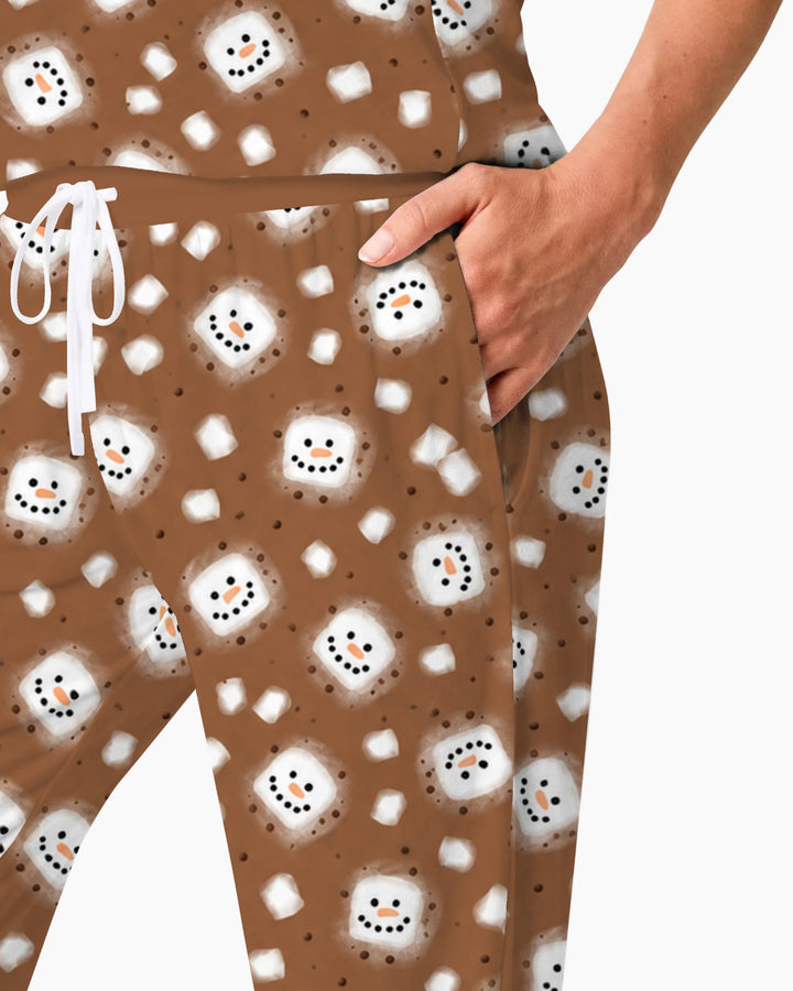 Hot Cocoa Marshmallow Snowman Bamboo Women Pajama Set