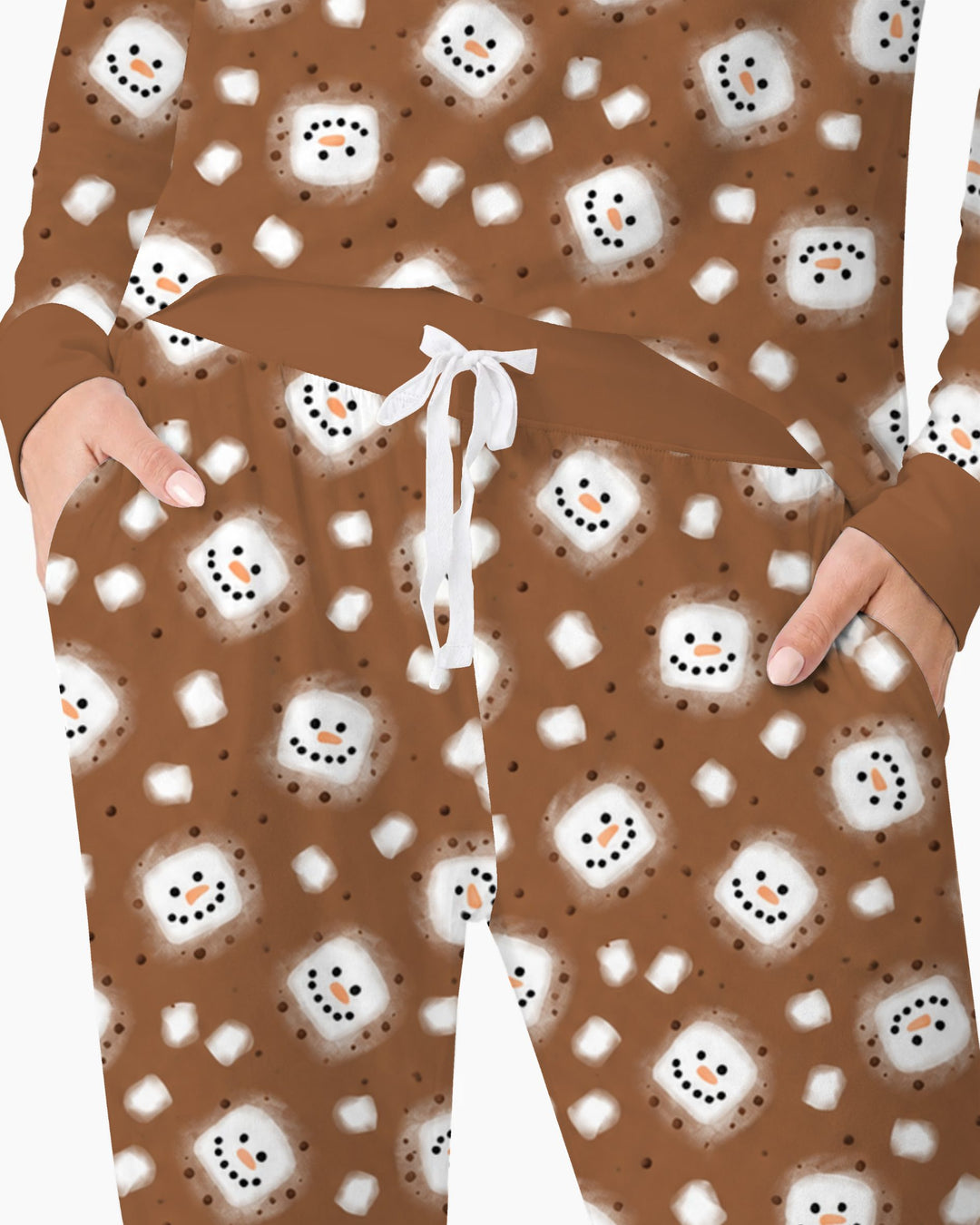 Hot Cocoa Marshmallow Snowman Bamboo Women Pajama Set