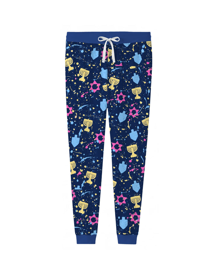 Colorful Hanukkah Menorah and Star of David Bamboo Women Pajama Set