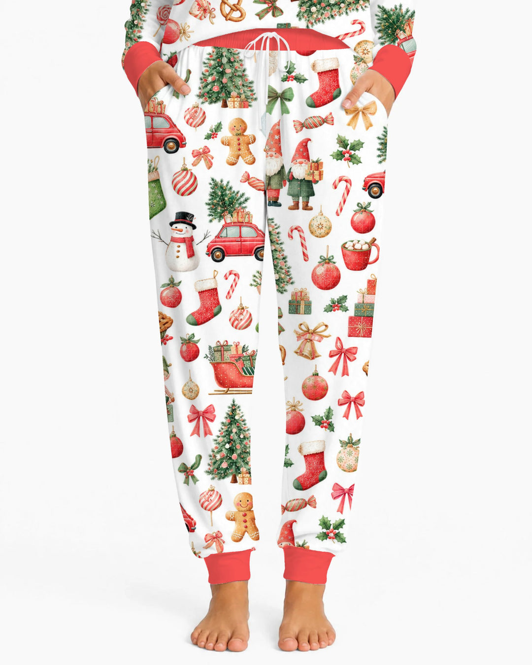 Vintage Christmas Santa and Holiday Icons Bamboo Women Pajama Set