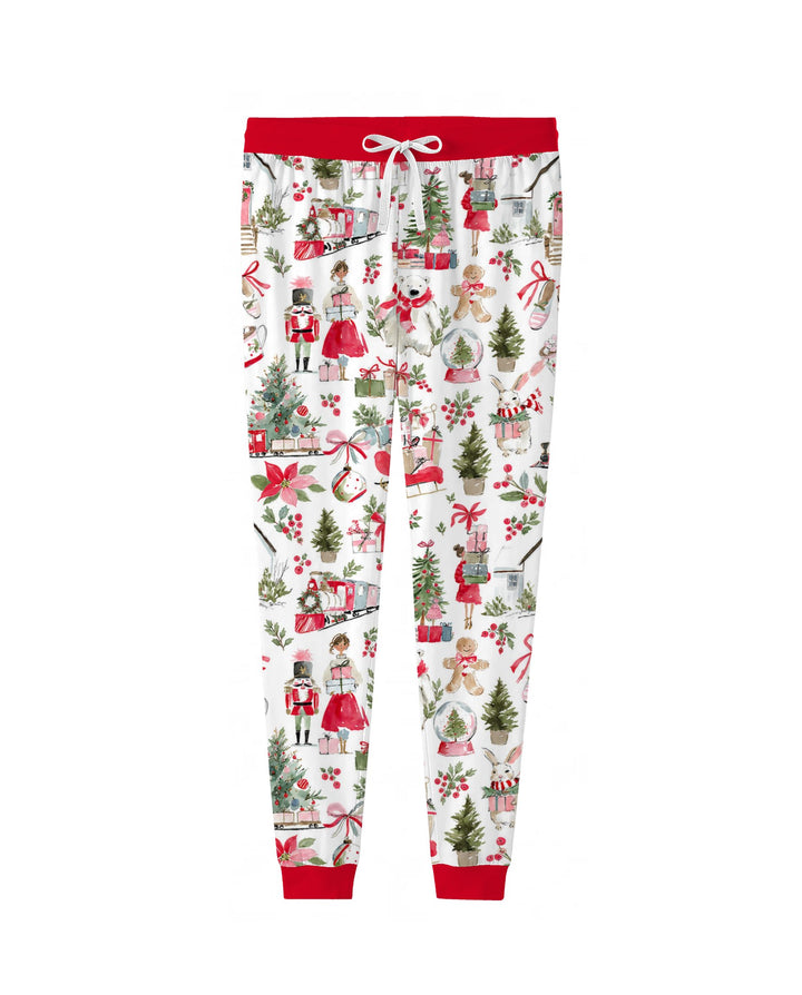 Pink Christmas Nutcracker and Winter Village Bamboo Women Pajama Set