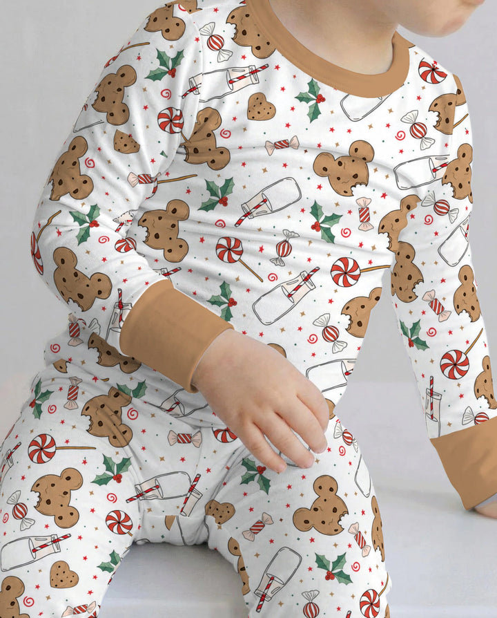 Mickey Gingerbread Christmas Treats Bamboo Two Piece Long Sleeve Pajama Set