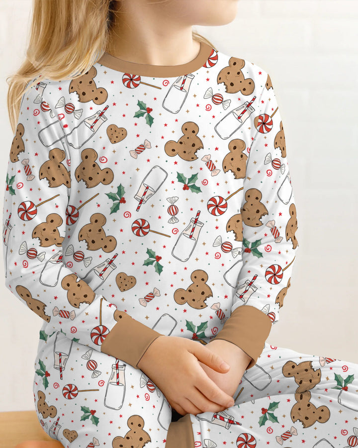 Mickey Gingerbread Christmas Treats Bamboo Two Piece Long Sleeve Pajama Set