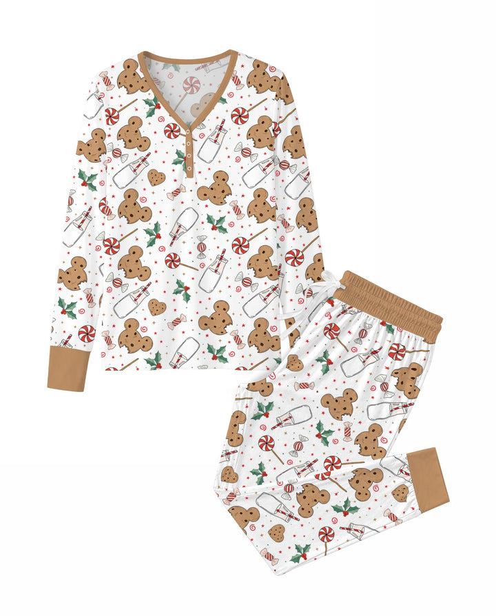 Mickey Gingerbread Christmas Treats Bamboo Women Pajama Set
