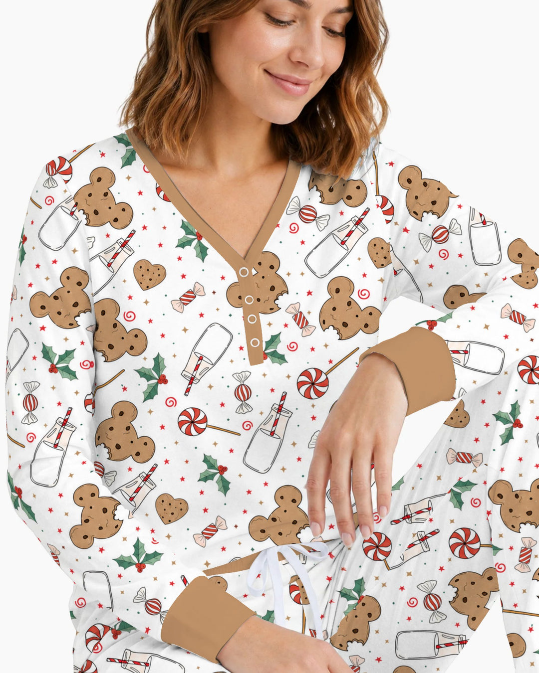 Mickey Gingerbread Christmas Treats Bamboo Women Pajama Set