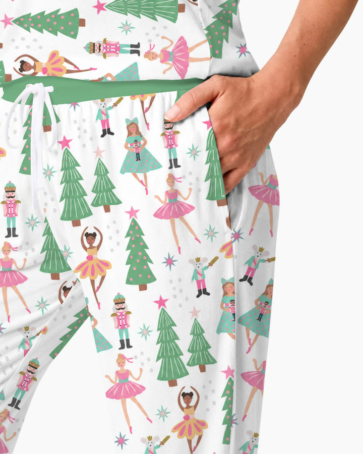 Pastel Nutcracker Ballerina Christmas Bamboo Women Pajama Set