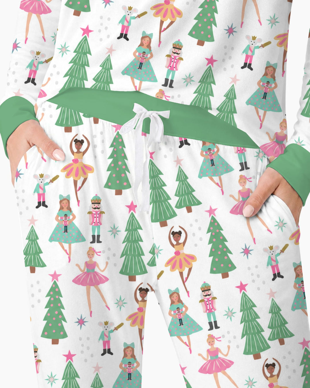 Pastel Nutcracker Ballerina Christmas Bamboo Women Pajama Set