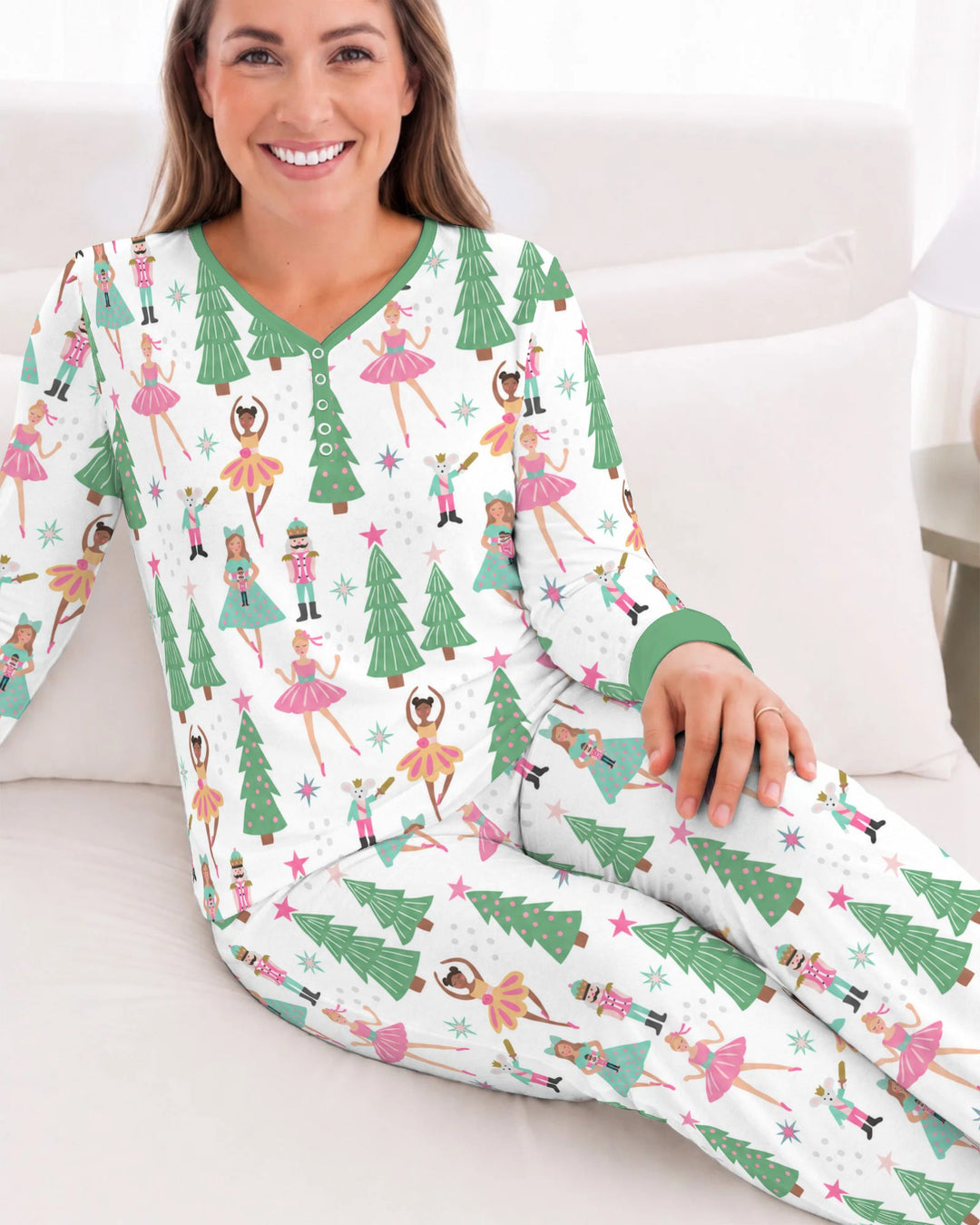 Pastel Nutcracker Ballerina Christmas Bamboo Women Pajama Set