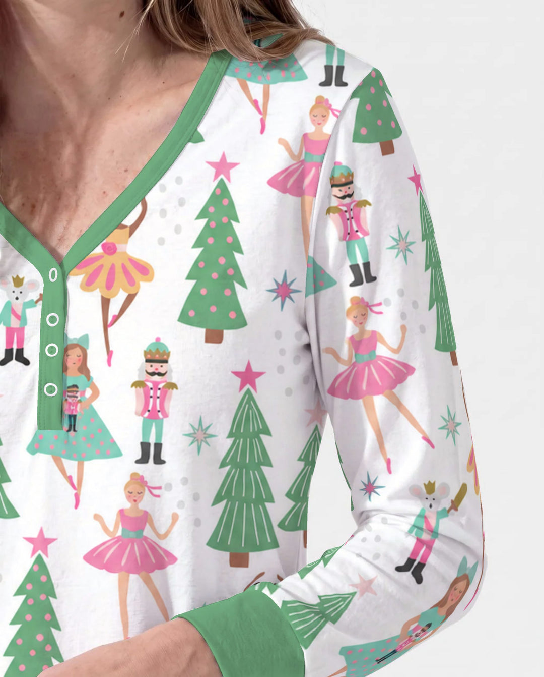 Pastel Nutcracker Ballerina Christmas Bamboo Women Pajama Set