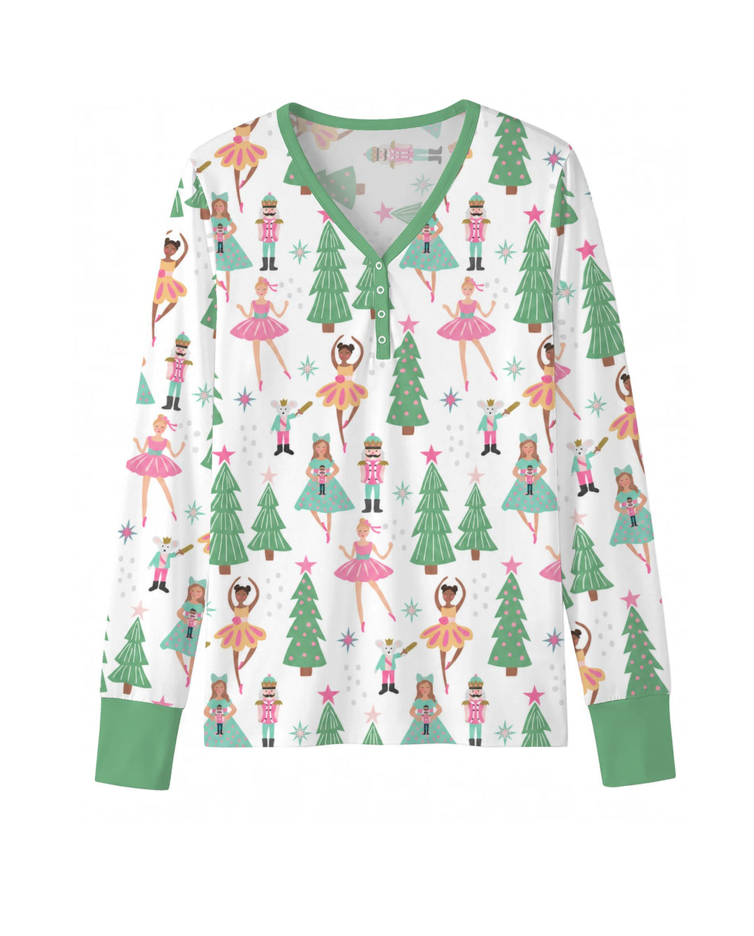 Pastel Nutcracker Ballerina Christmas Bamboo Women Pajama Set