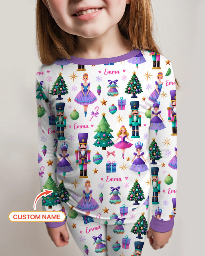 Custom Name Sugar Plum Nutcracker Christmas Bamboo Two Piece Long Sleeve Pajama Set