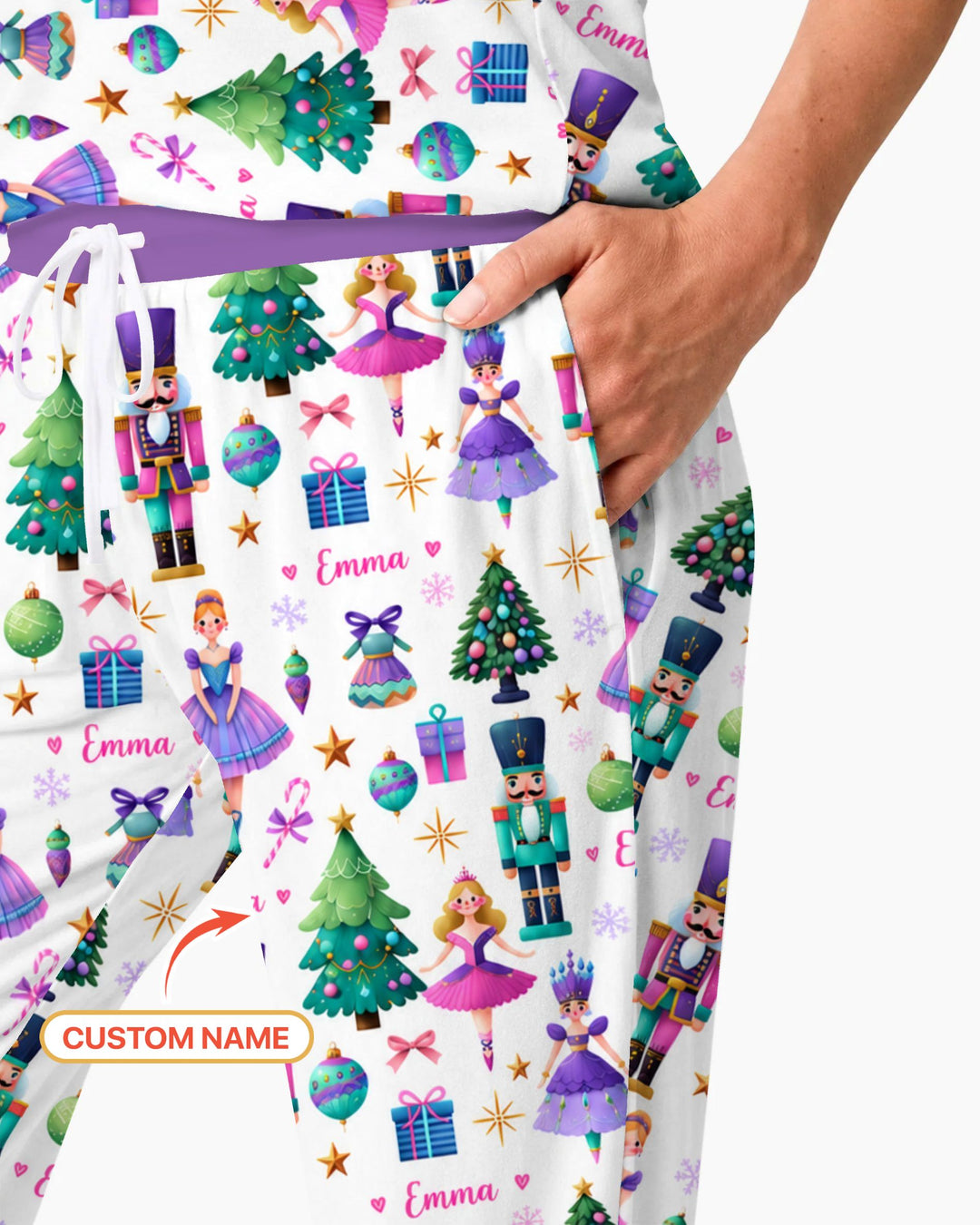 Custom Name Sugar Plum Nutcracker Christmas Bamboo Women Pajama Set