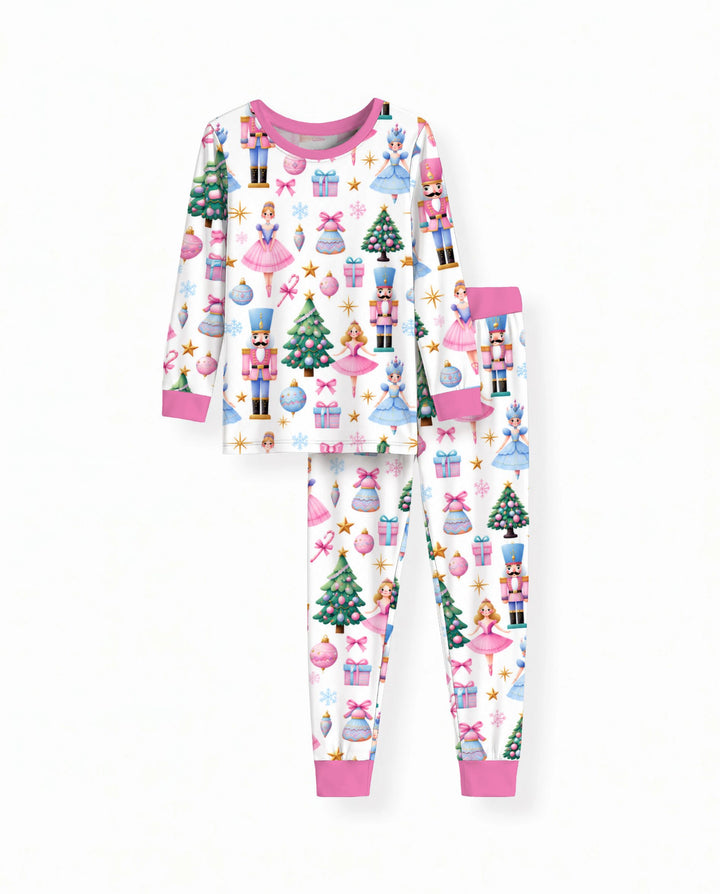 Pastel Sugar Plum Nutcracker Christmas Bamboo Two Piece Long Sleeve Pajama Set