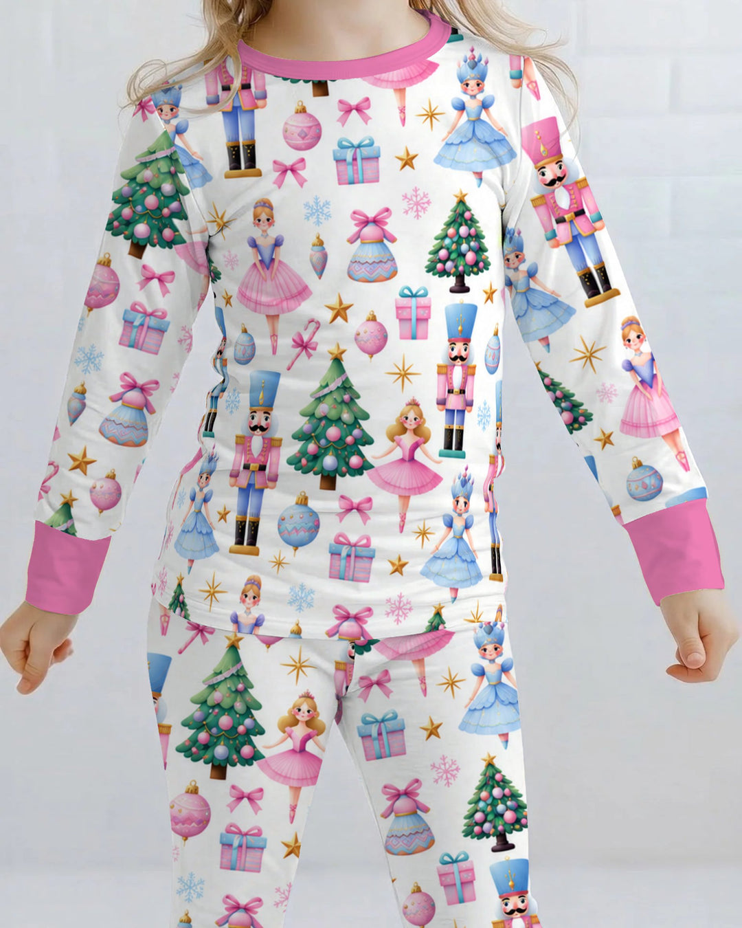 Pastel Sugar Plum Nutcracker Christmas Bamboo Two Piece Long Sleeve Pajama Set