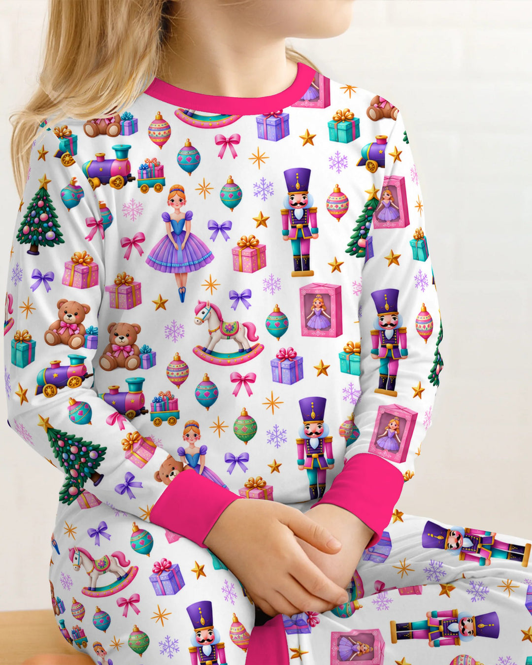 Sugar Plum Nutcracker Christmas Toy Parade Bamboo Two Piece Long Sleeve Pajama Set