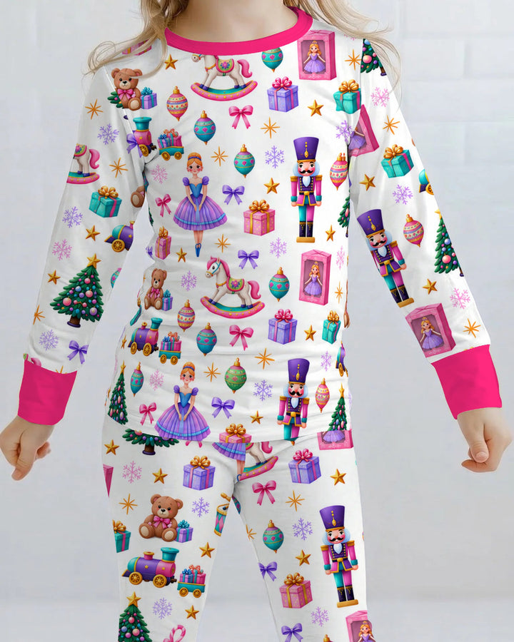 Sugar Plum Nutcracker Christmas Toy Parade Bamboo Two Piece Long Sleeve Pajama Set