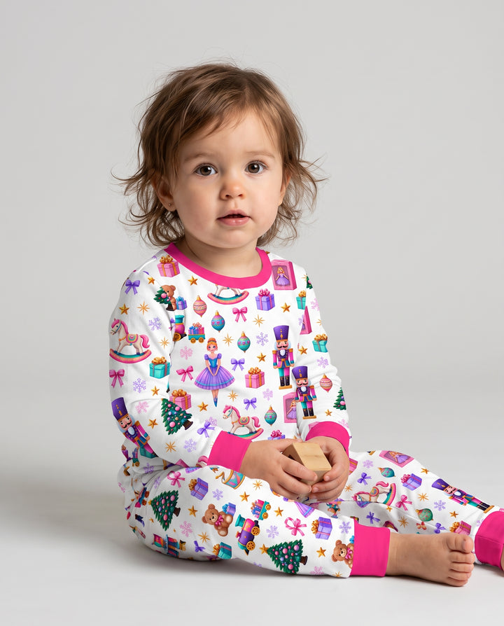 Sugar Plum Nutcracker Christmas Toy Parade Bamboo Two Piece Long Sleeve Pajama Set