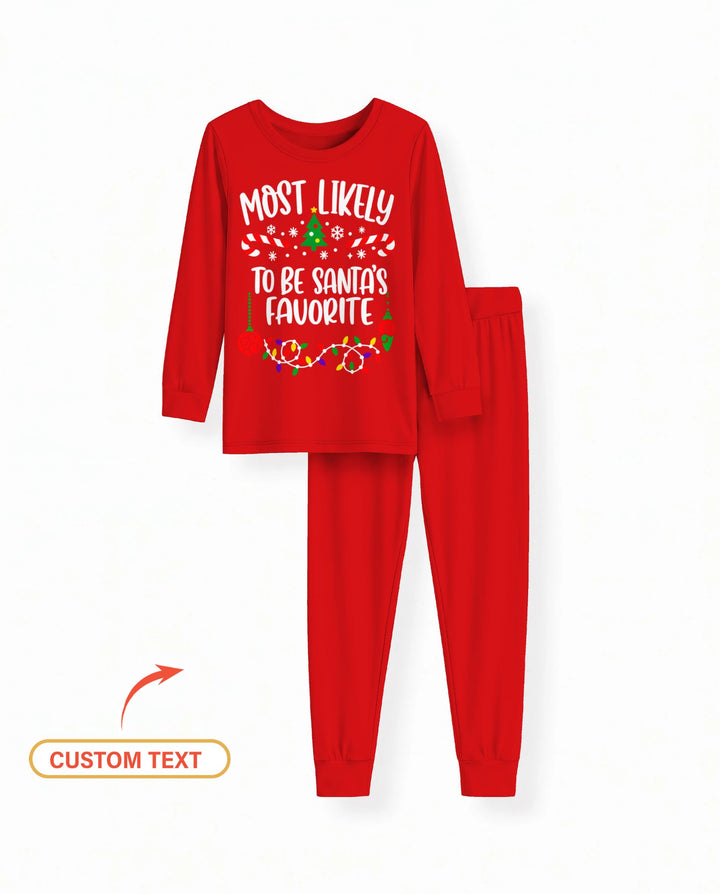 Custom Quotes Most Likely Christmas Bamboo Two Piece Long Sleeve Pajama Set