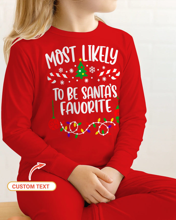 Custom Quotes Most Likely Christmas Bamboo Two Piece Long Sleeve Pajama Set