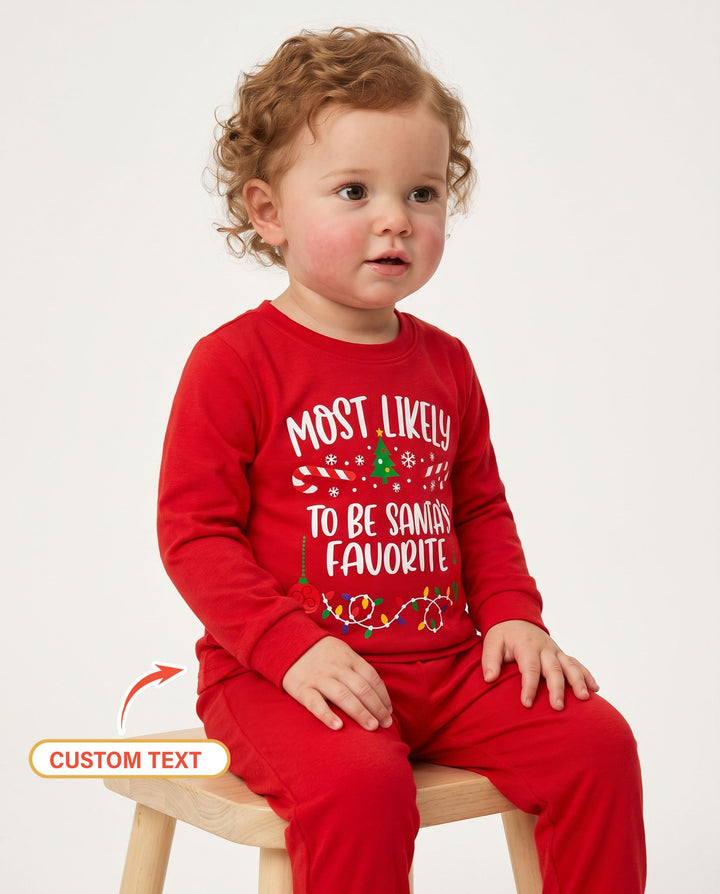 Custom Quotes Most Likely Christmas Bamboo Two Piece Long Sleeve Pajama Set