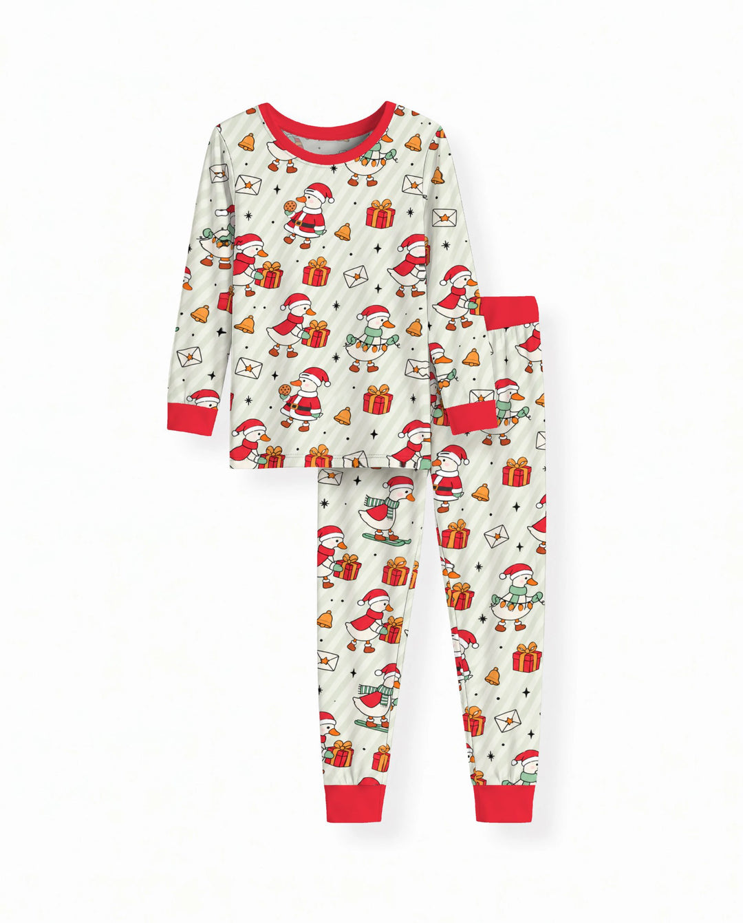 Cute Christmas Goose Holiday Bamboo Two Piece Long Sleeve Pajama Set