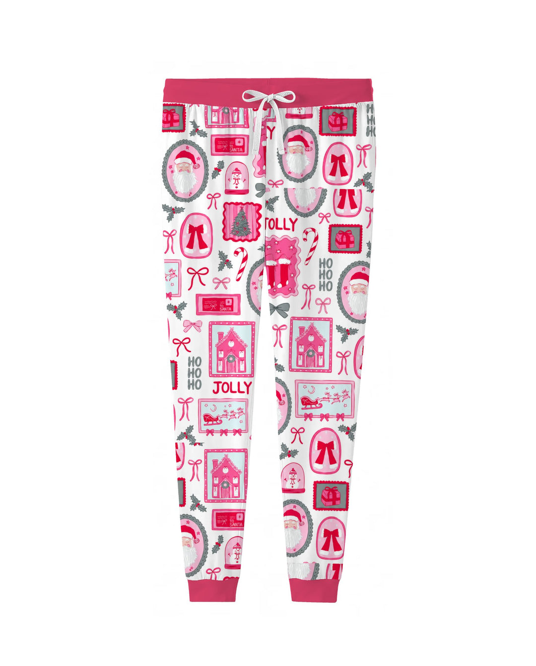 Pink Coquette Christmas Santa Bamboo Women Pajama Set