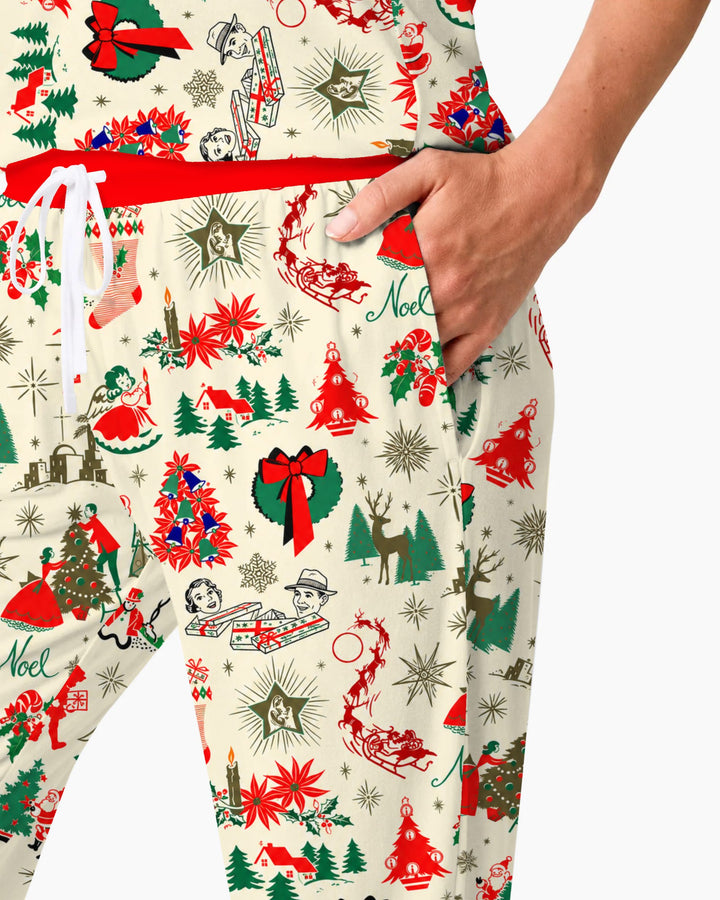 Retro Vintage Christmas Nostalgia Bamboo Women Pajama Set