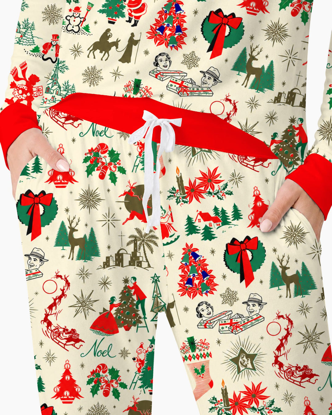 Retro Vintage Christmas Nostalgia Bamboo Women Pajama Set