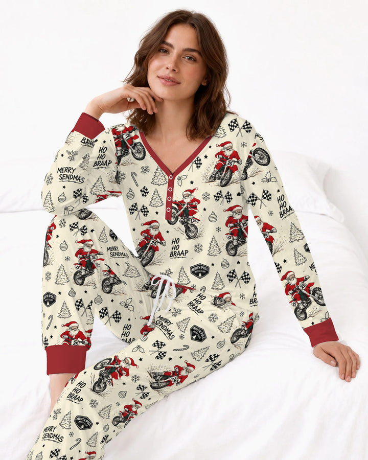 Santa Motocross Merry Sendmas Bamboo Women Pajama Set