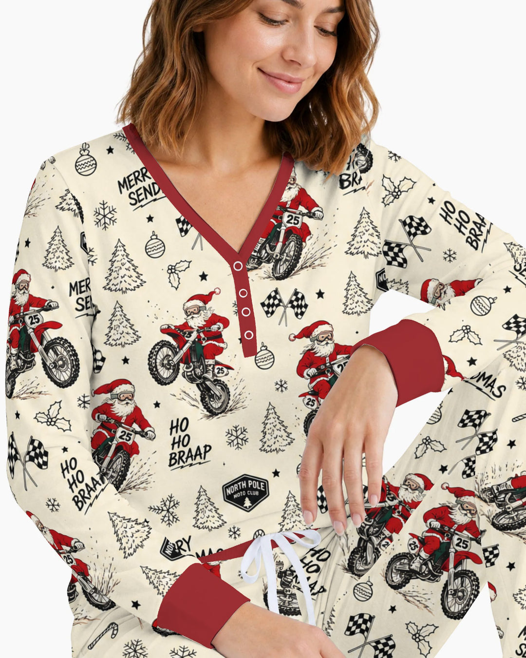 Santa Motocross Merry Sendmas Bamboo Women Pajama Set
