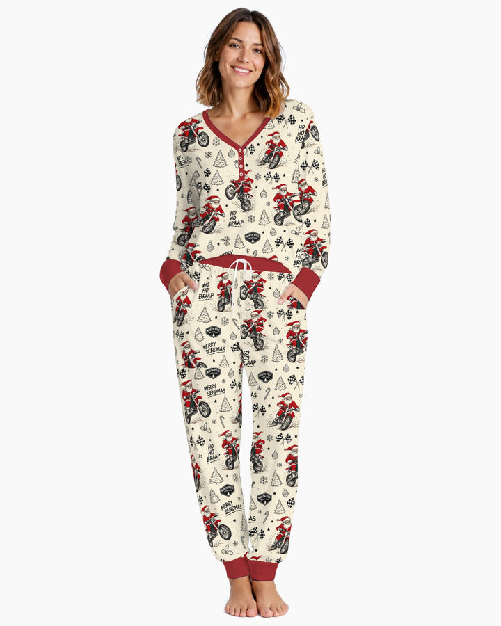 Santa Motocross Merry Sendmas Bamboo Women Pajama Set