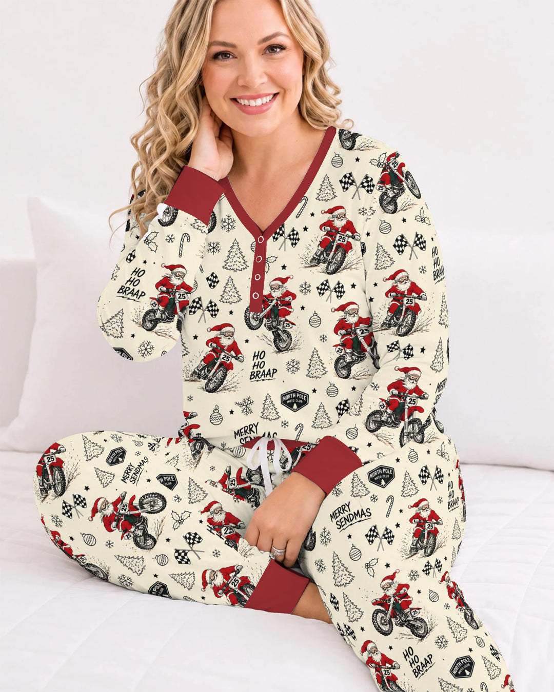 Santa Motocross Merry Sendmas Bamboo Women Pajama Set