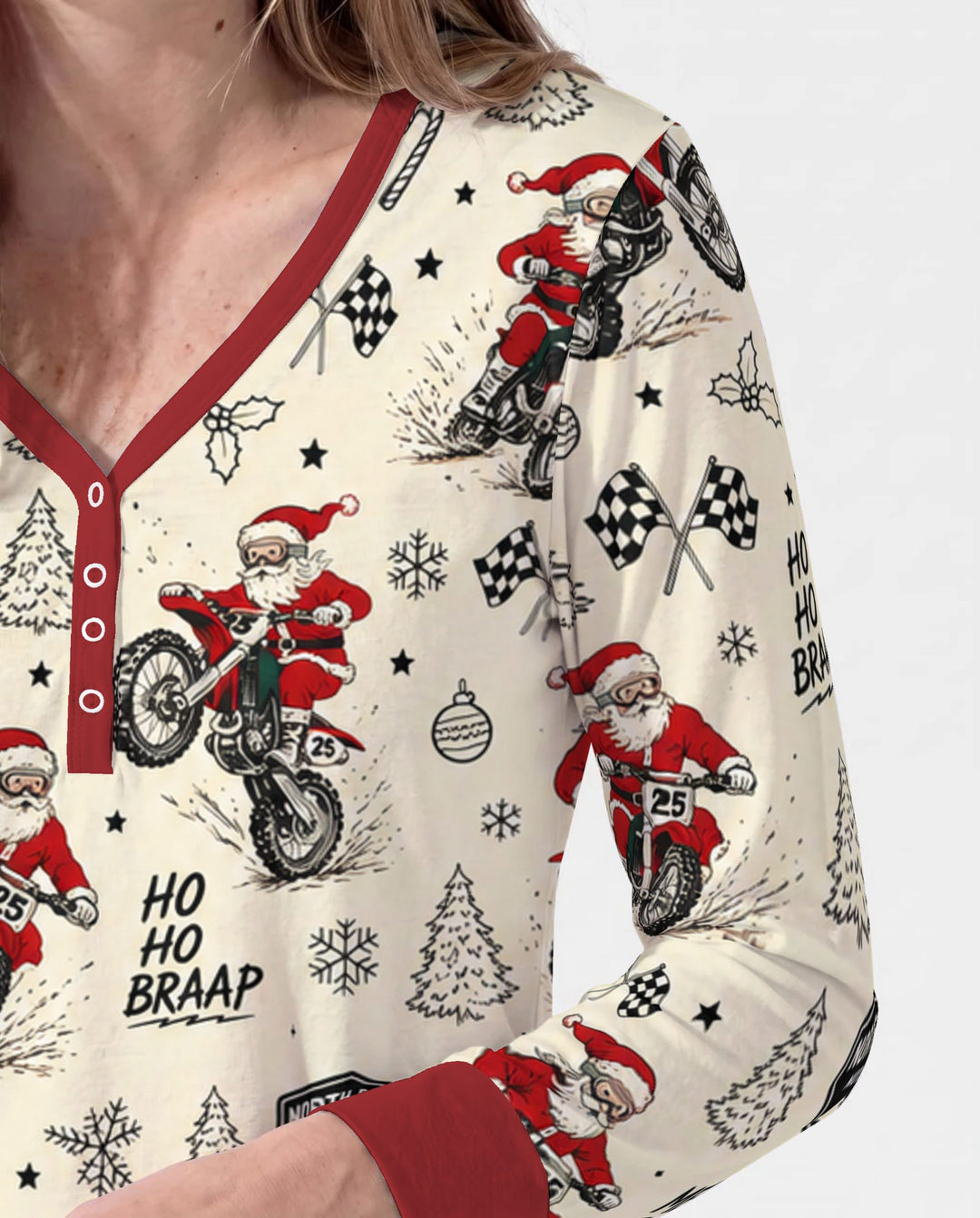 Santa Motocross Merry Sendmas Bamboo Women Pajama Set