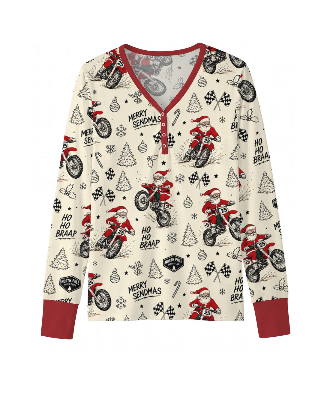 Santa Motocross Merry Sendmas Bamboo Women Pajama Set