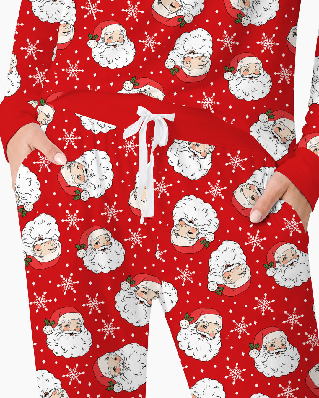 Vintage Santa Red Christmas Bamboo Women Pajama Set